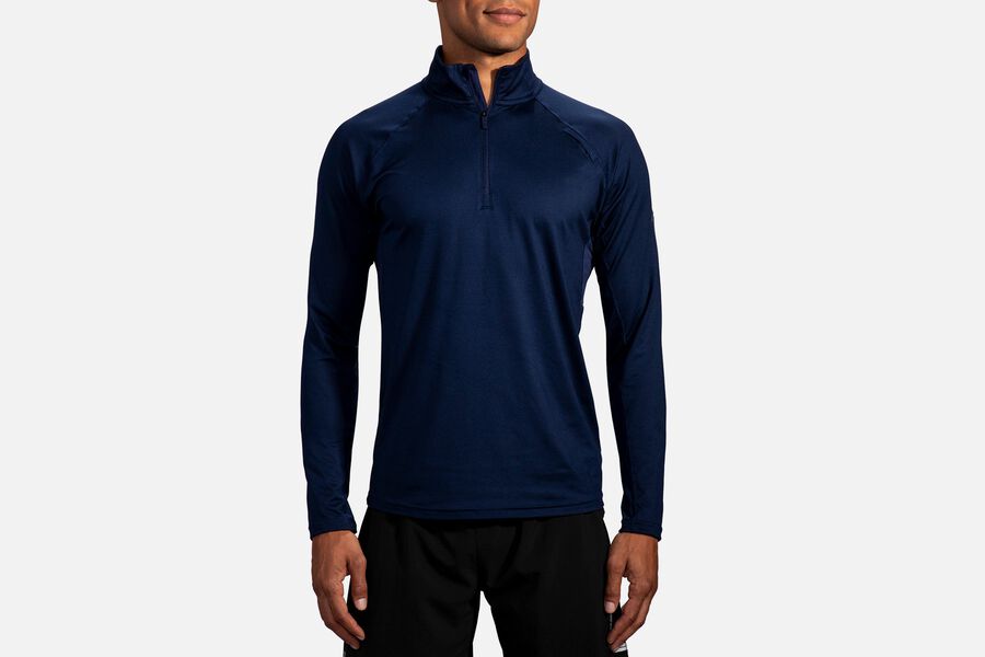 Mens Brooks Dash 1/2 Zip Outerwear Navy | 379620-XKP